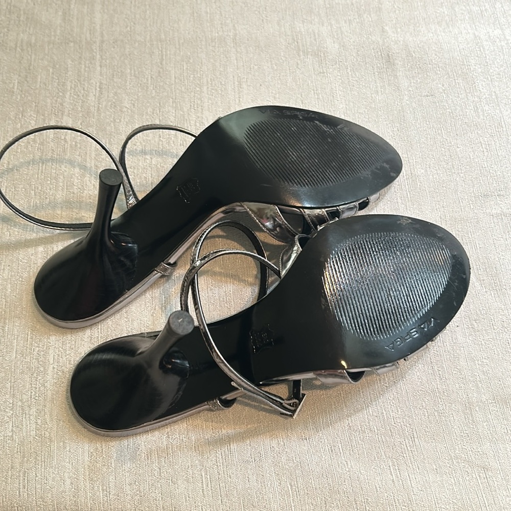 Via Spiga Strappy Metallic Stiletto Sandal Heels - Picture 8 of 9